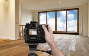 Real Estate Photographer Hand holding a camera