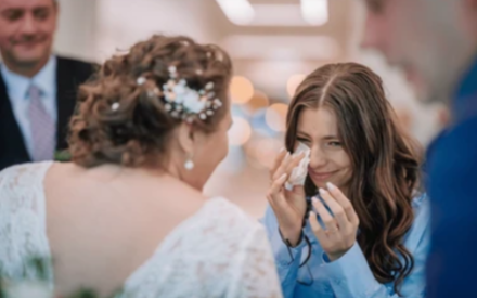 brides maid getting emotional 